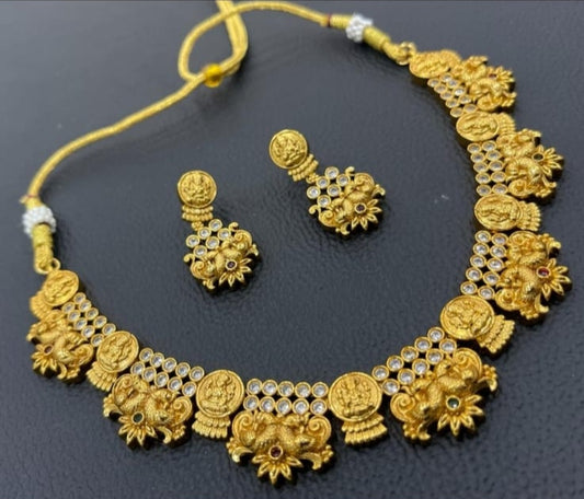 Nakshi Necklace with Peacock Design and Earrings