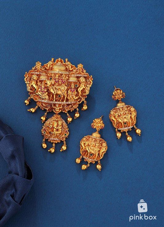 Antique pendant with Shiva Parvathi idols