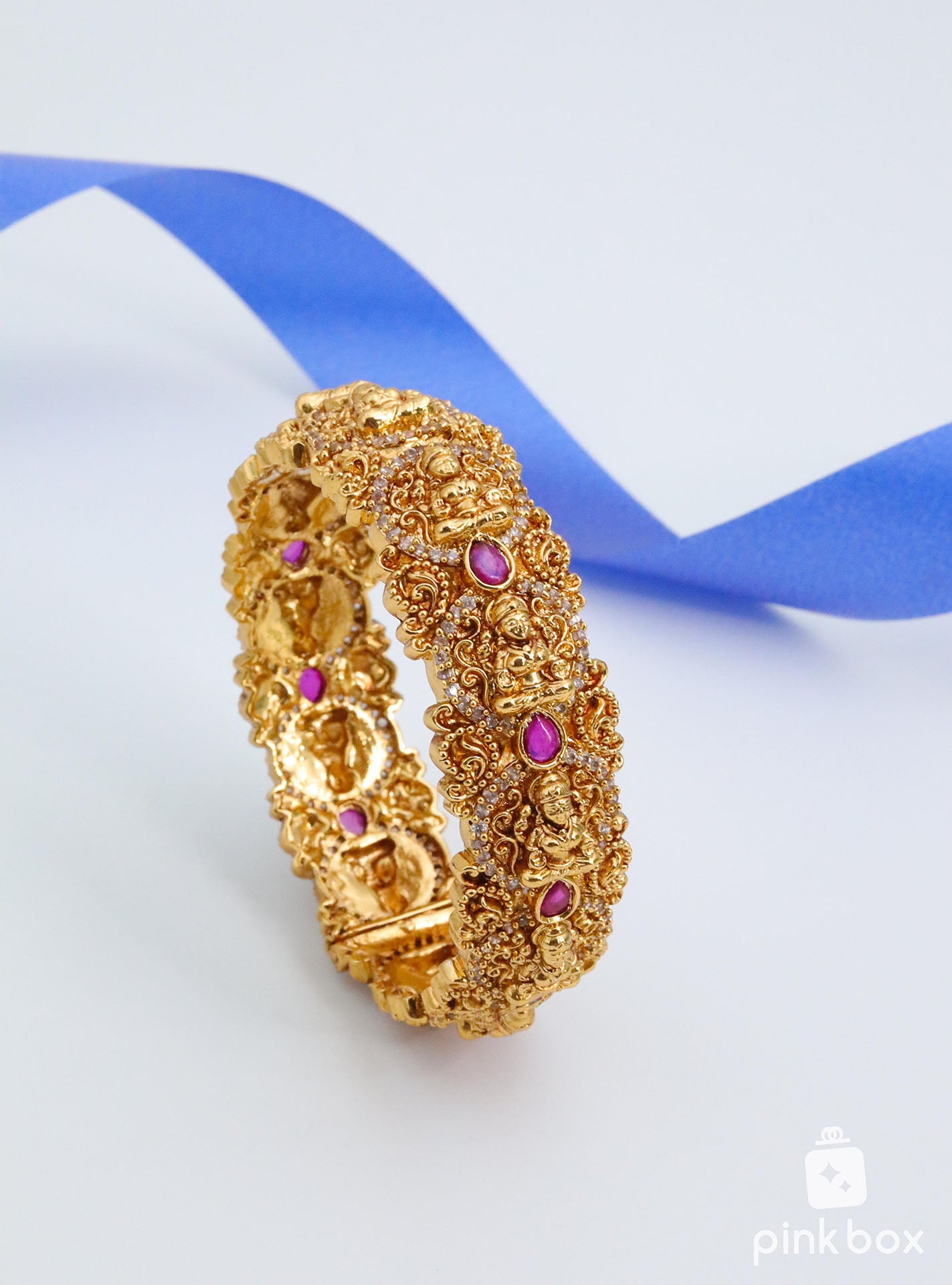 Nakshi Bangle with Lakshmi devi idol and Semi precious stones