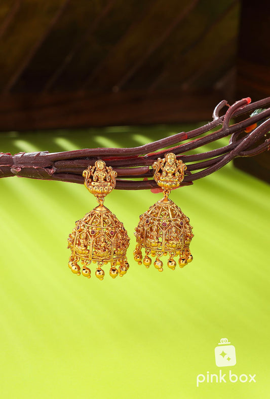 Nakshi Jhumkas with Lakshmi devi idol and Gold balls