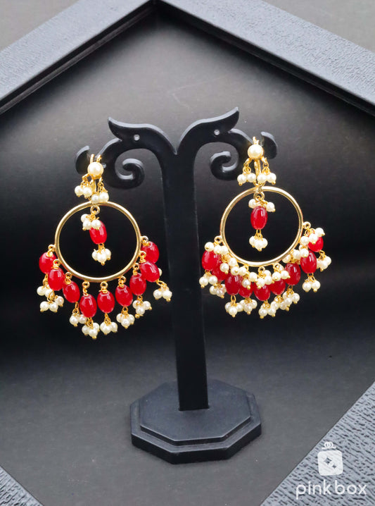 Fancy Red Beads Earrings