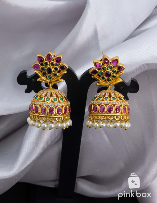 Matte Stone Jhumkas