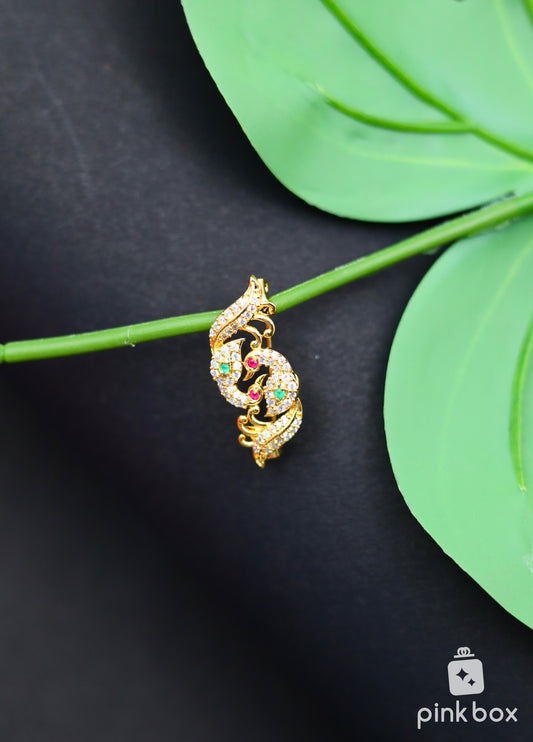 CZ Saree Pin With Peacock Design