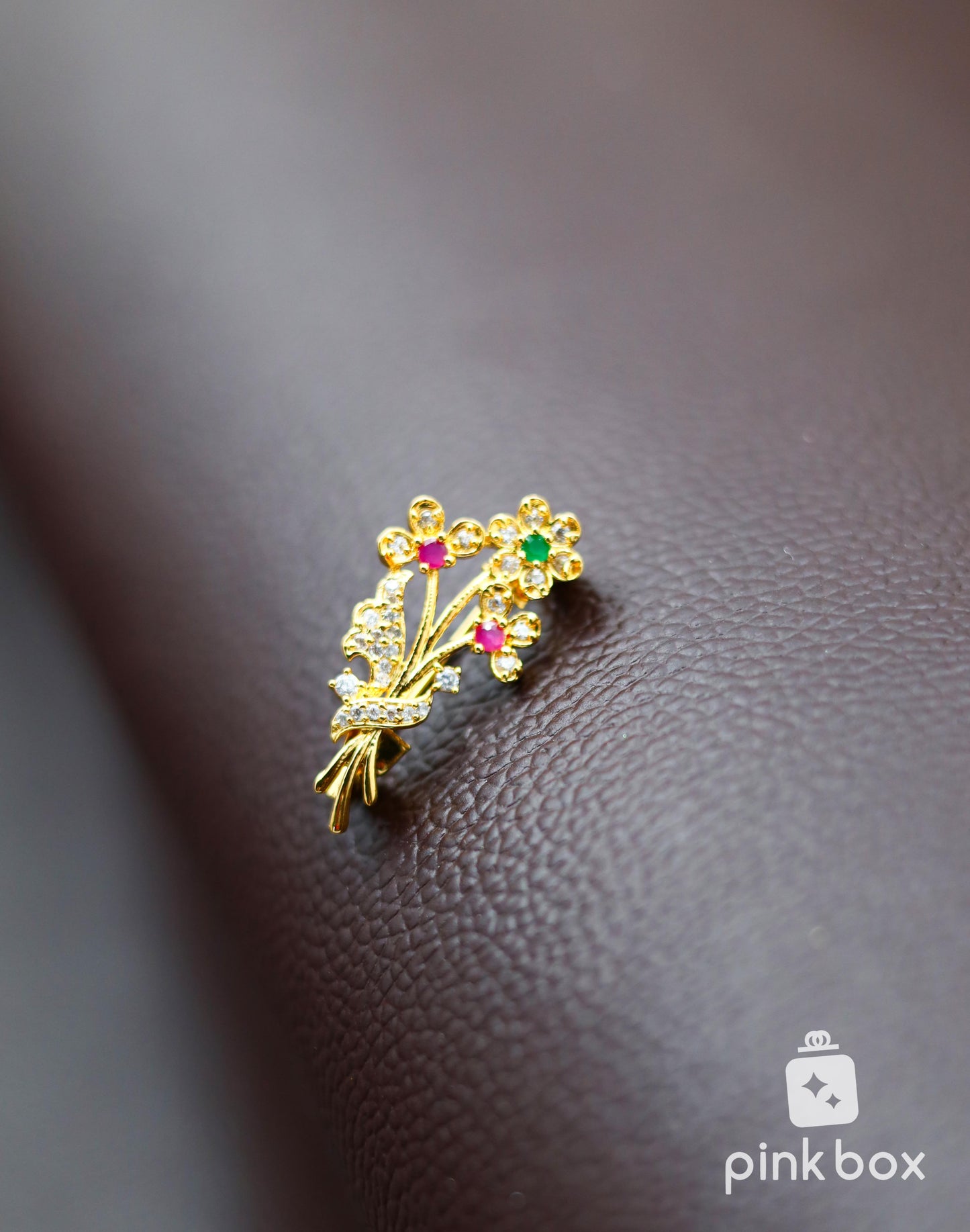 CZ Saree Pin with Flowers