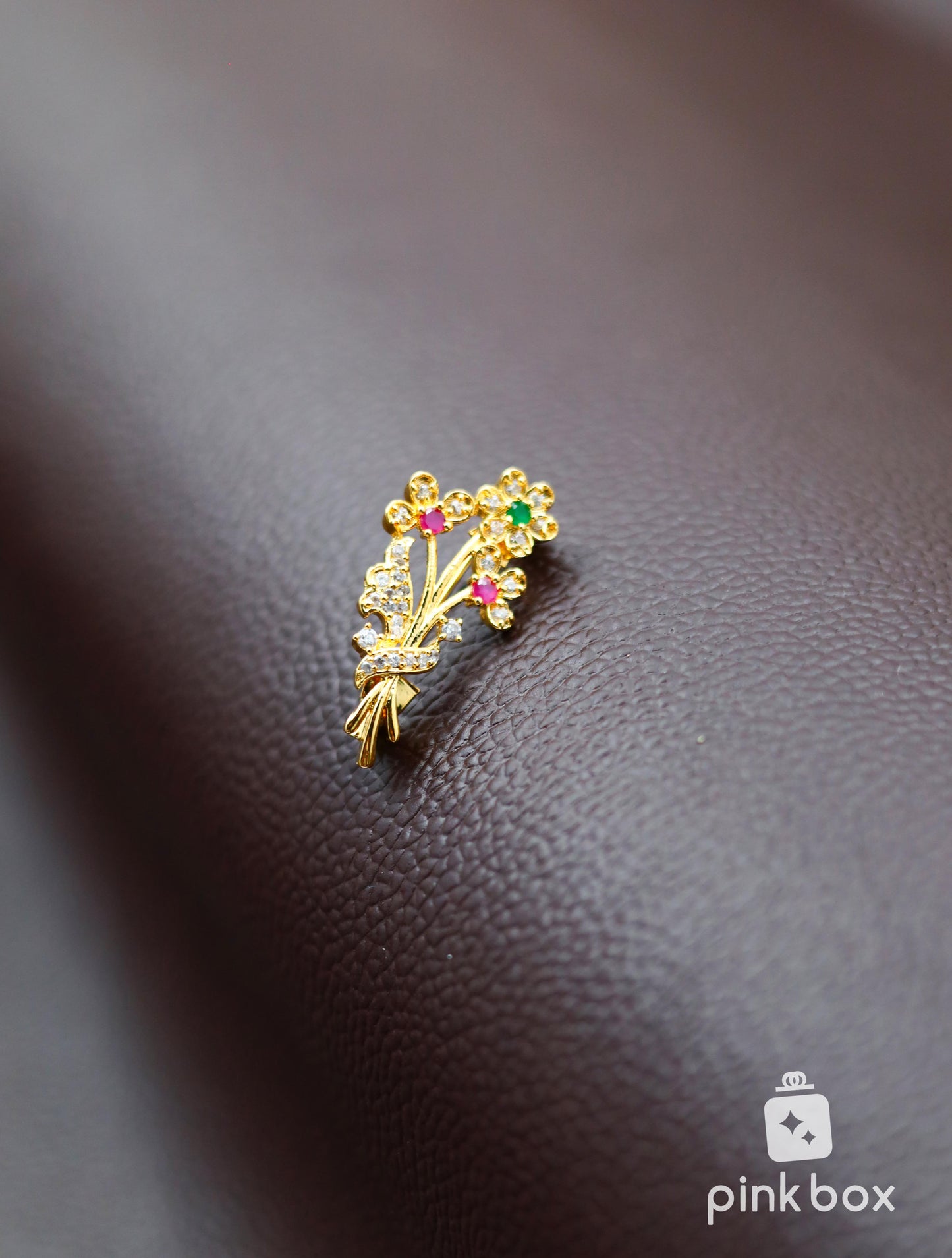 CZ Saree Pin with Flowers