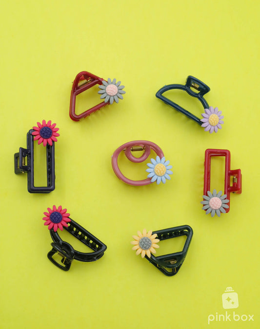 Nonslip Matte Hair Clips with Flower Design