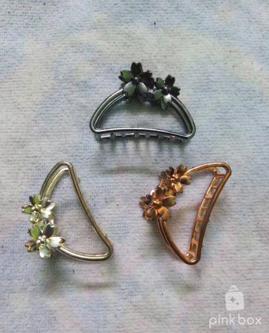 Metal Flower Design Hair Claws Medium Size